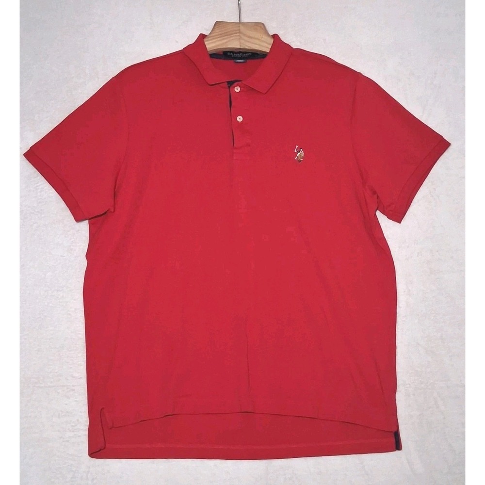 U.S. Polo Assn.  Men's Luxury Feel Interlock Polo Shirt Cotton Size XL True Red